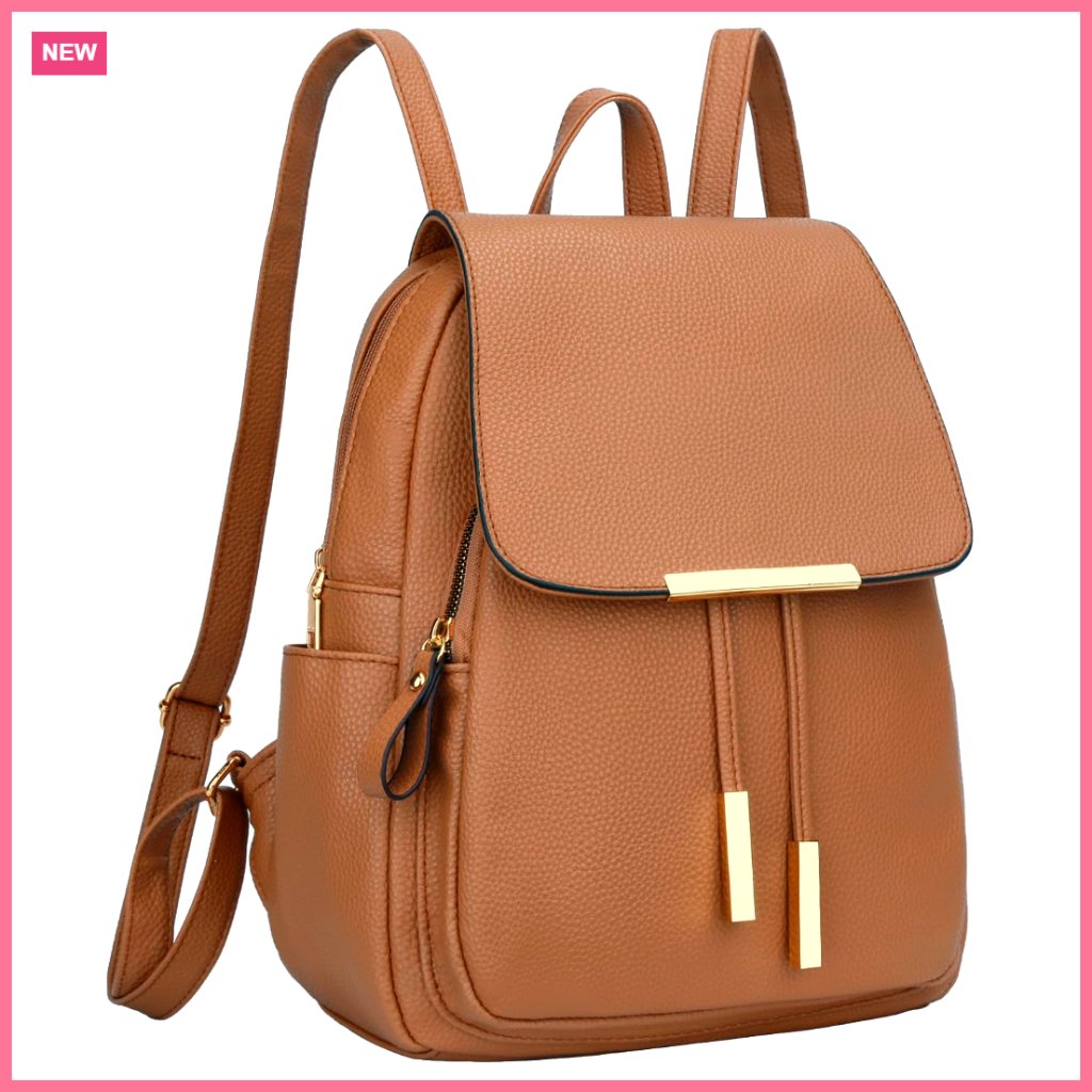 Faux Leather Backpack Purse With Adjustable Straps And Multiple Pockets